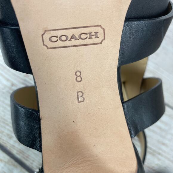 Coach A3193 Mila Calf Womens Sz 8M Open Toe Heels Black Leather - Picture 10 of 11